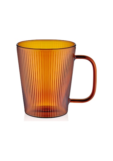 The Mia Striped Borosilikat Cam Kupa Amber 400 Ml