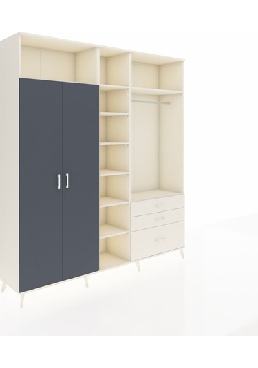 Hyperion Dolap 9 Raflı 3 Çekmeceli 2 Askılı 220x44x243 Aytaşı-antrasit/aytaşı Antrasıt/aytası