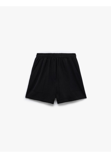 Koton Beli Bağcıklı Cepli Mini Şort Siyah 5sak40083pw Siyah