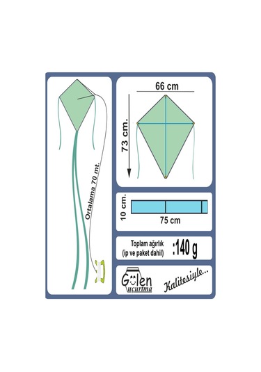 Kumaş Çerçeveli Elmas Uçurtma - Karmarenk