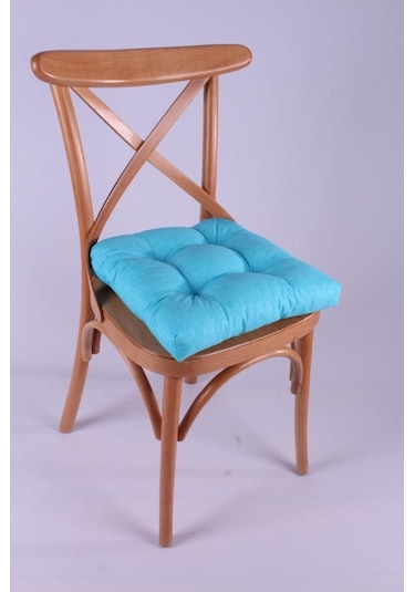 Altınpamuk Altınpamuk Lina Pofidik Turkuaz Sandalye Minderi Özel Dikişli Bağ