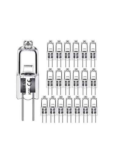 Diğer 20 Adet G4 Halojen Ampul, 20w 12v, Şeffaf Kapsül, Sıcak Beyaz Ev Aydınlatma