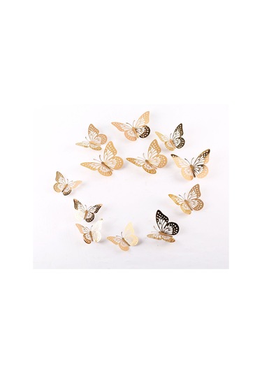 Jeehugo Gümüş 3d Kelebek Duvar Sticker, Ev Dekorasyonu, Salon Odası, Dıy Tasarım, Parlak Kağıt Malzeme, 12 Adet + Tutkal Noktaları Gümüş