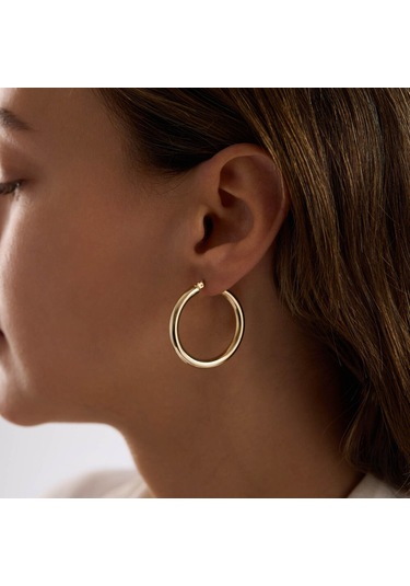 14k Altın Halka Küpe 3 Mm 3.3 Cm T14309 Renkli