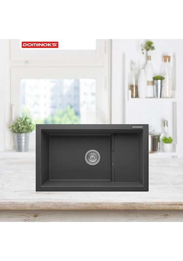 Domınoks Oka77 Tezgah Altı Granit Evye Antrasit 45 x 84 CM
