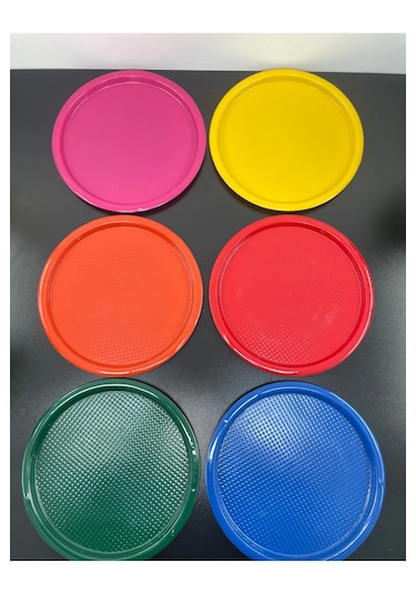 6 Kişilik Plastik Renkli Sunum Servis Tepsisi Tepsi