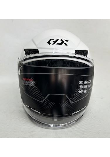 Gdr Yarım Kask Of-627 Parlak Beyaz Şefaf Vizörlü