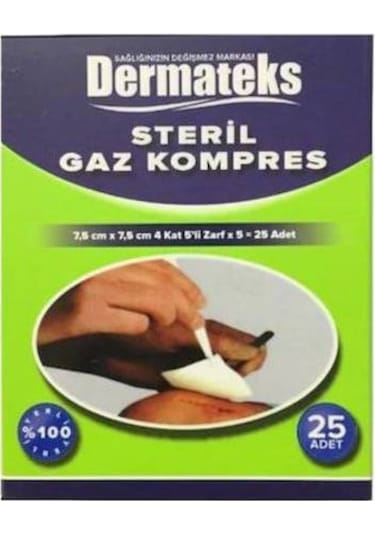 Dermateks Steril Gazlı Bez Kompres Spanç 7.5 x 7.5 CM 4 Kutu