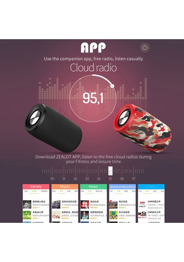 Geeksen Zealot S32 Dış Mekan Mini Bluetooth Hoparlör, 5w Subwoofer, Bt5.0/tf Kart/usb/aux Girişi, Camouflage Mavi Rengi