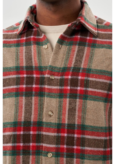 Mürdüm Yünlü Ekose Desen Yumuşak Yaka Cepsiz Uzun Kol Casual Comfort Fit Gömlek 1004245227 Mürdüm Mürdüm Yünlü Ekose Desen Yumuşak Yaka Cepsiz Uzun Kol Casual Comfort Fit Gömlek 1004245227 Mürdüm