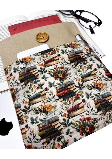 Kitap Kılıfı / Tablet Kılıfı /çok Amaçlı Kılıf Kitaplar,çiçekler