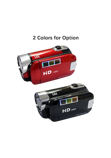Vkemall Kırmızı 1080p Full Hd Dijital Video Kamerası - 16mp Cmos Sensör, 16x Dijital Zoom, 2.7" Lcd Ekran, Dahili Li-ion Pil Avrupa Standartı
