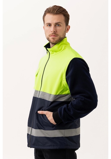 Pendula Mont - Soğuk Havalara Uygun Reflektörlü İş Montu Yüksek Görünürlük F.sarı--lacivert