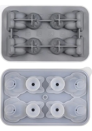 Ganzhoushop Topu Siyah Küp Buz Kalıbı Hayvan Figürlü 2'li Paket Silikon Küp - Ambition Pm Siyah