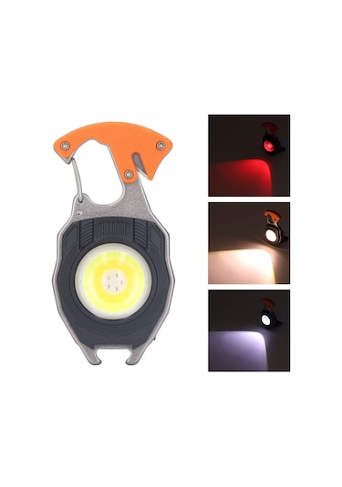 Mini Çalışma Işığı Çakmak Özellik Led Anahtarlık El Feneri Turuncu