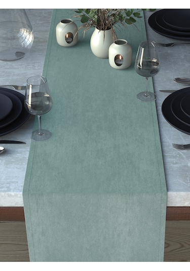 Kadife Dokulu Nil Yeşili Runner Nil Yeşili