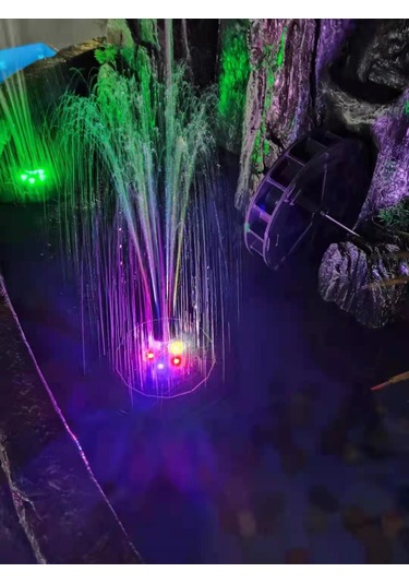 Hfambition 3.5w Güneş Enerjili Fontan, 8 Led Renkli Işıklar, Su Yokluğu Koruma, 6 Farklı Başlık, Akşam Kullanıma Uygun, Bahçe Dekorasyonu