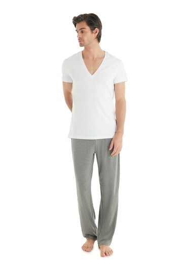 Blackspade Erkek Tshirt Derin V Yaka Tender Cotton 9212 - Beyaz