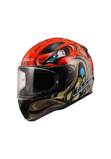 Ls2 Rapid 2 Spox Kapalı Motosiklet Kaskı Kahverengi - Kırmızı