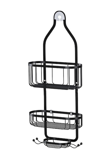 Banyo Rafı, Çıkarılabilir, 2 Katlı, Kurulum Gerektirmez, Metal, Siyah