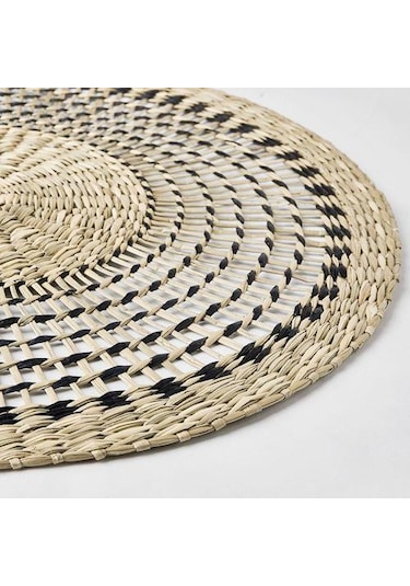 6 Adet Amerikan Servis, Natürel MeridyenDukkan 37 cm Rattan-Yuvarlak-Dekoratif Servis Bej