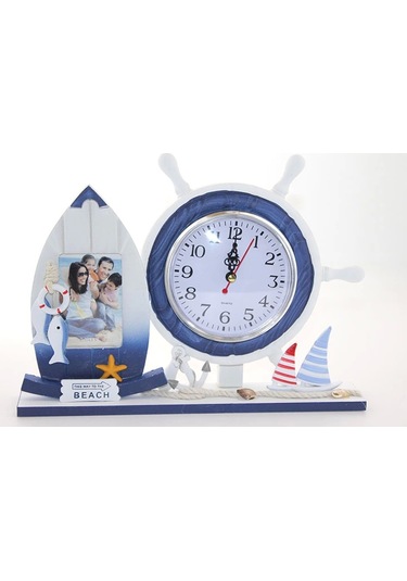 Ahşap Marin Dümenli Çerceveli Saat Alk2456 - Mrk2641-2113 Renkli