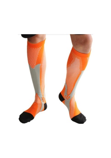 Turuncu Koşu Sıkıştırma Futbol Çorapları Çorap 20 - 30 Mmhg Erkek Kadın Spor Çorapları Maraton Bisiklet Futbol Çorapları