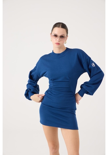 Holly Lolly Belden Oturmalı Mini Nancy Elbise Mavi