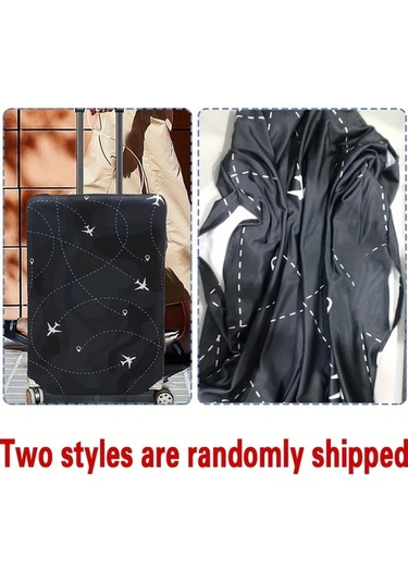 Fochsia Elegant Siyah Gezgin Bavul Kılıfı Xl 29-32 İnç Çiçek Yıldız Desenli Dayanıklı Esnek Koruma