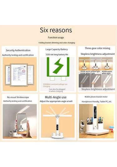 Monozone 5in1 Çok Fonksiyonlu Şarjlı Masa Lambası