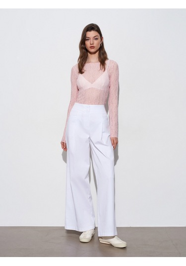 Dilvin 32764 Kayık Yaka Dantel Top-açık Pembe