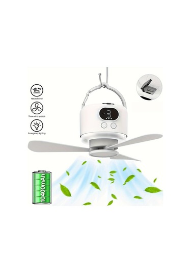 Willowhaven 10400mah Taşınabilir Kamp Fanı Usb Şarjlı Beyaz Led Gece Lambası Çadır İçin Bakır - Siyah