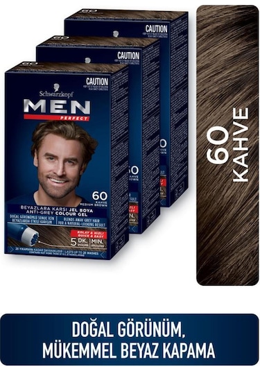 Schwarzkopf Men Perfect Saç Boyası 60 Kahve 3'lü
