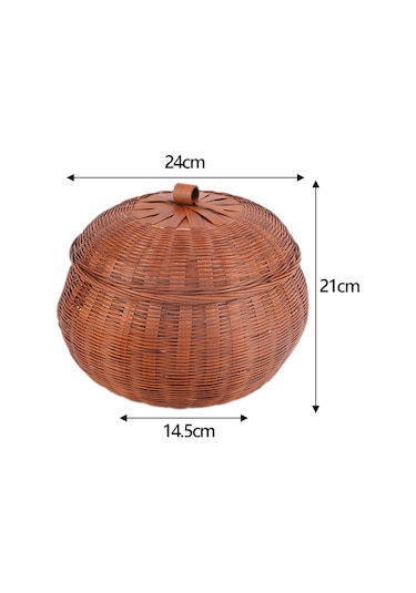 Suntek El Dokuma Balkabağı FYuvarlak Rattan Saklama Kutusu