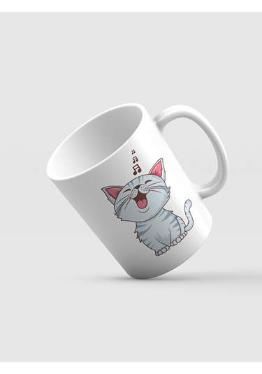 Kupa Bardak Kedi Meow Temalı Baskılı Mug