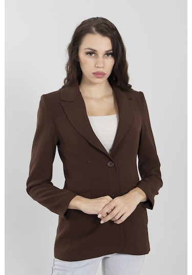 Feminist Kahve Vatkalı Astarlı Blazer Ceket 0105110.05 Kahverengi