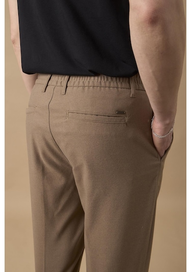 Braccas Erkek Beli Lastikli Vizon Chino Pantolon Vizon