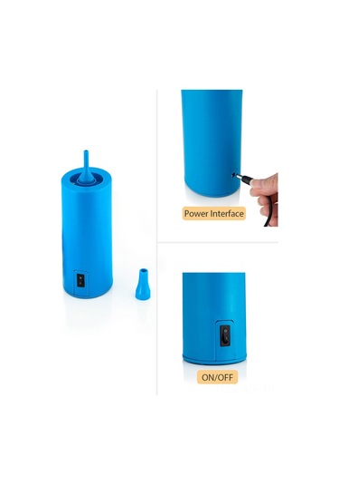 Mufunye Mavi Ev Elektrikli Balon Pompa, Portatif Sessiz Fonksiyonlu 220v Avrupalı Şarj, 2 Uçlu Balon Şişirici