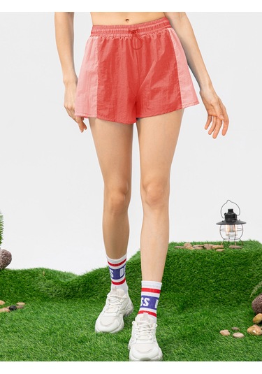 Aubyhe Kadın Spor Şortu Yüksek Bel Lastikli İç Cepli Döşemeli Yoga Koşu Eşyası Karpuz Kırmızısı, Mavi, Siyah Seçenekli Karpuz Kırmızı