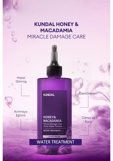 Yoğun Bakım Sağlayan Sıvı Saç Kremi Kundal Miracle Damage Care Water Treatment 300ml White Musk