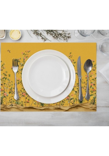 Sarı Bahçe Kumaş Amerikan Servis 35x50cm Keten Kumaş Ulusl. Yıkama Ve Solmama Sertifikası Çok Renkli