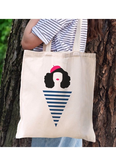 Bk Gift Sevimli Kedi Ve Kuş Bez Çanta, Baskılı Omuz Çantası, Alışveriş Çantası, Arkadaşa