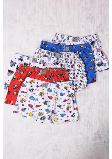 Gümüş 6'lı Erkek Çocuk Karışık Desenli Boxer Karışık