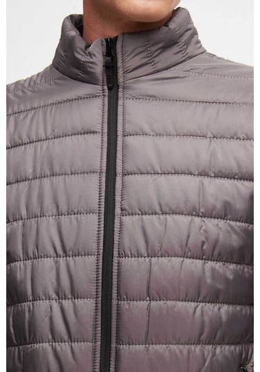 Ds Damat Slim Fit Gri Rüzgar Geçirmez Elyaf Dolgulu Mont 3HF07ORT04262 Gri