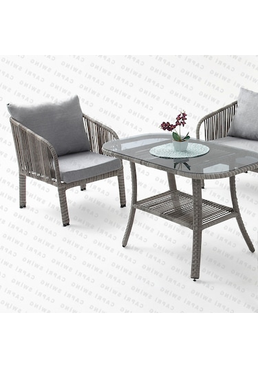 Capri Swing Artemis İkili Rattan Balkon Bahçe Takımı Gri