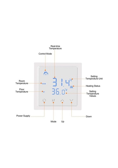 Novahub Akıllı Termostat 16a Zemin Isıtma Sıcaklık Cihazı 85-265v Beyaz Led Dokunmatik Ekranlı