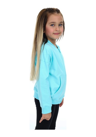 Toontoy Kız Çocuk Baskılı Hırka Su Yeşili