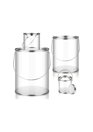 Xurunkeji Metal Kapaklı Ve Saplı Şeffaf Boya Kovası Dekoratif Şeffaf Plastik Kova Saklama Şeffaf Boya Kutusu 8'li Paket