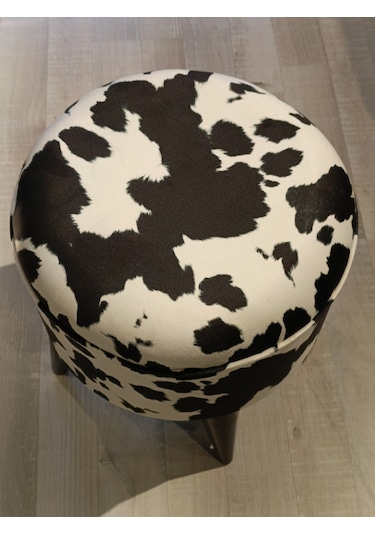 Mercan Mobilya Leopar Desen Bench Puf 43/42 Siyah Ayak Beyaz