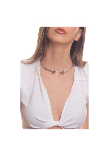 Labalaba Kadın Koçbaşı Uçlu Choker - Gümüş Altın
